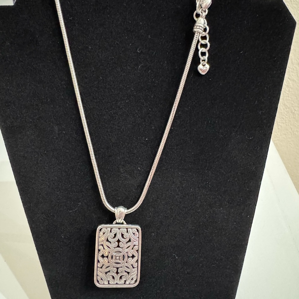 Brighton Rectangle Scroll Silver Pendant Necklace - image 3